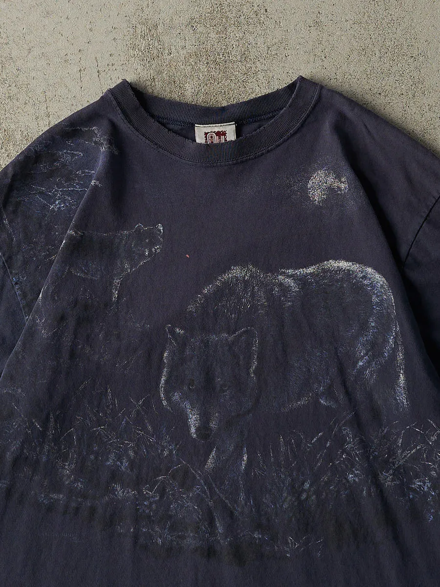 Vintage 90s Faded Navy Blue Wolf Tee (L/XL) sold by Rebalance Vintage product image thumbnail 3