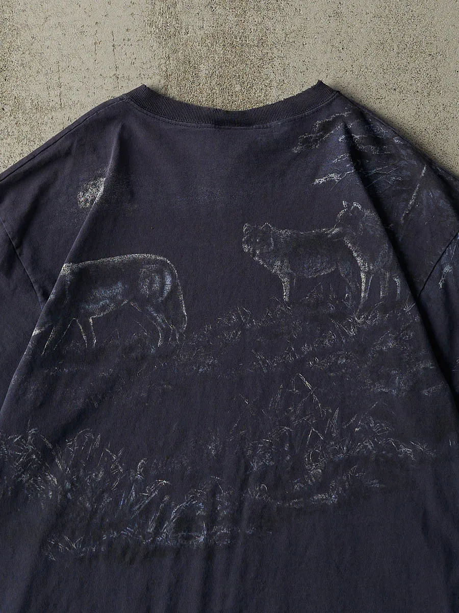 Vintage 90s Faded Navy Blue Wolf Tee (L/XL) sold by Rebalance Vintage product image thumbnail 4