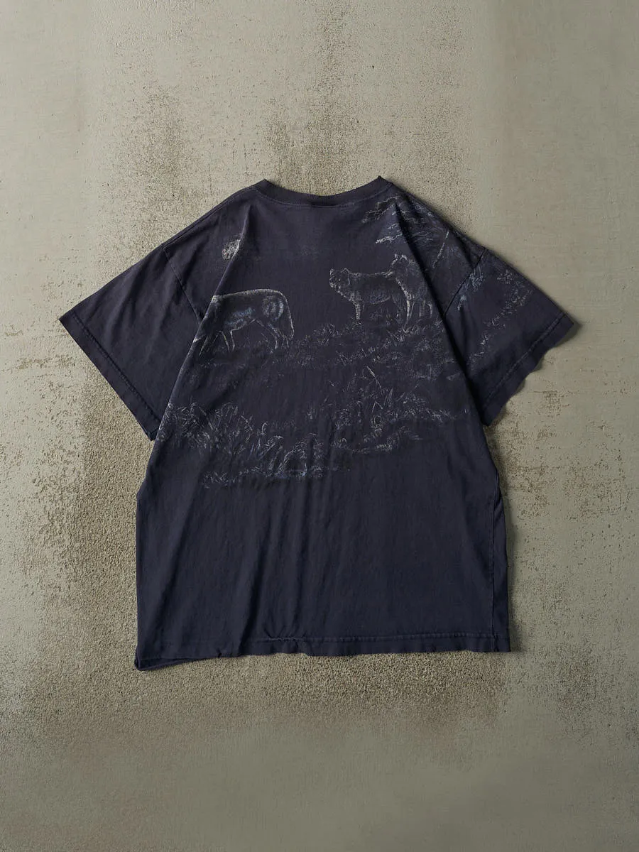 Vintage 90s Faded Navy Blue Wolf Tee (L/XL) sold by Rebalance Vintage product image thumbnail 2