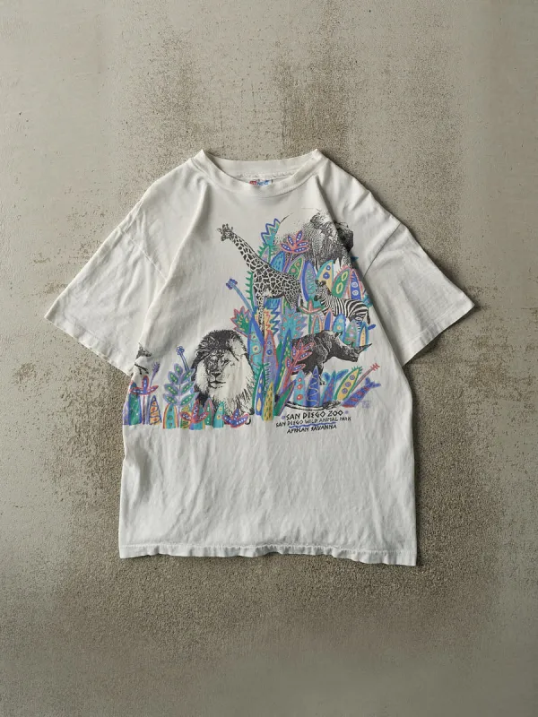 Vintage 80s White San Diego Zoo Tee (S/M) sold by Rebalance Vintage