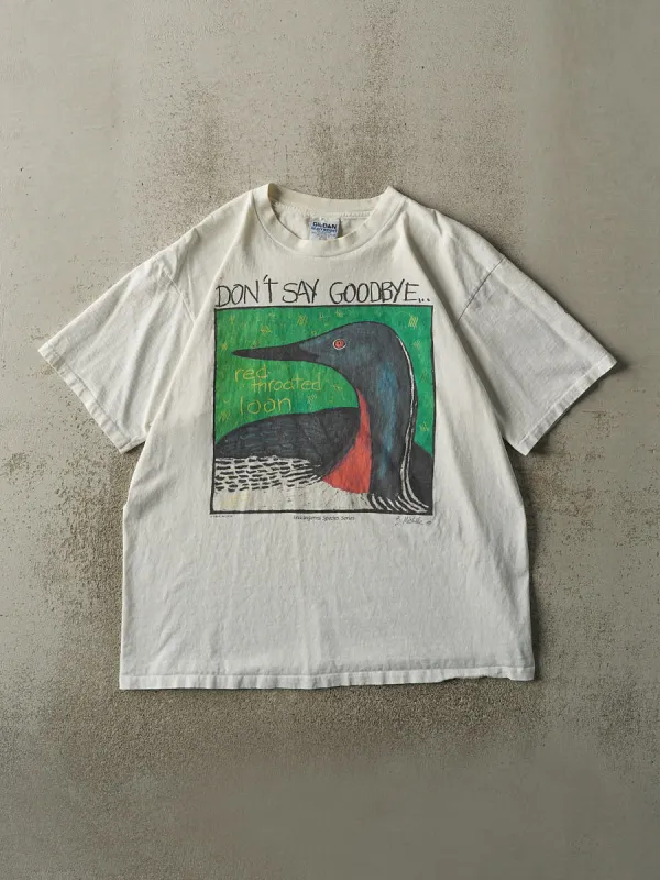 Vintage 90s White "Don't Say Goodbye" Loon Extinction Tee (XL) sold by Rebalance Vintage