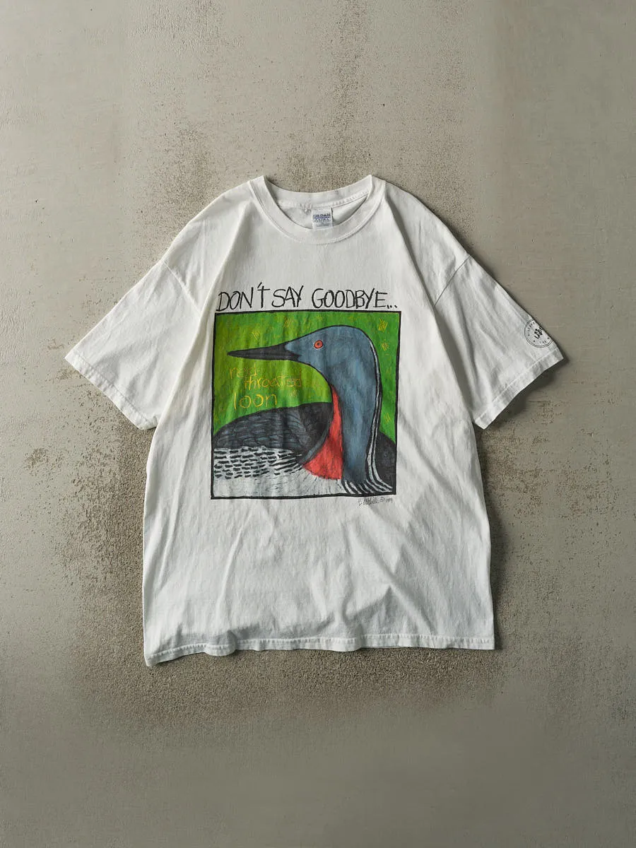 Vintage 94' White "Don't Say Goodbye" Loon Extinction Tee (XL) sold by Rebalance Vintage
