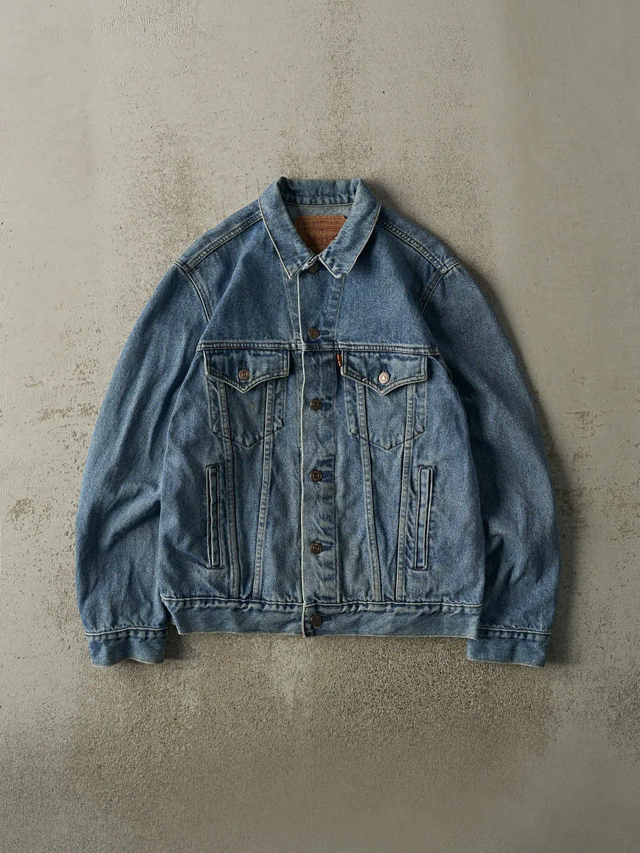 Vintage 90s Mid Wash Orange Tab Levi's Jean Jacket (M) sold by Rebalance Vintage