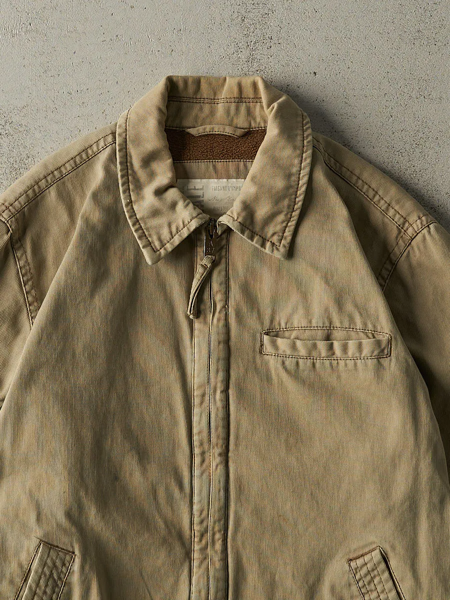 Vintage Y2K Beige Fleece Lined Work Style Jacket (L) sold by Rebalance Vintage product image thumbnail 3