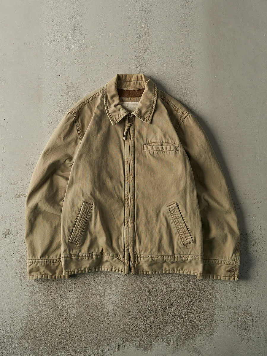 Vintage Y2K Beige Fleece Lined Work Style Jacket (L) sold by Rebalance Vintage