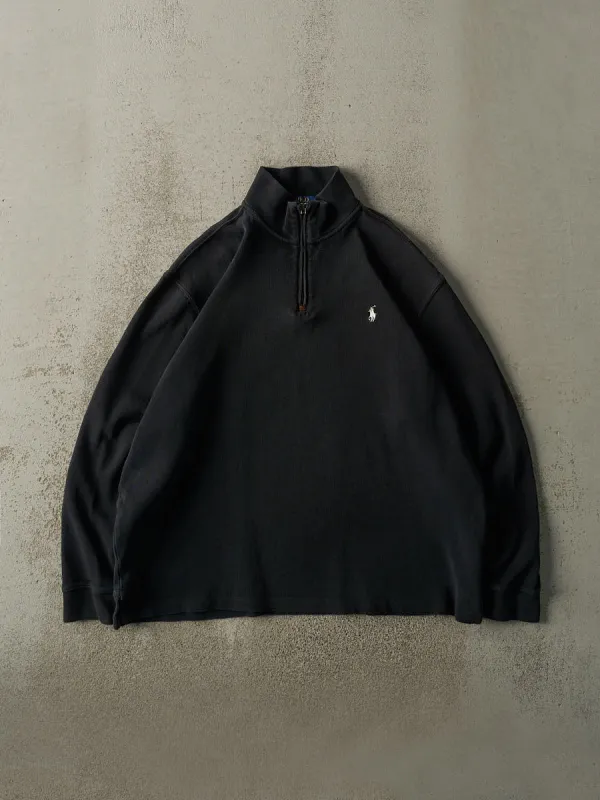 Vintage Y2K Faded Black Polo Ralph Lauren Quarter Zip Sweater (XL) sold by Rebalance Vintage