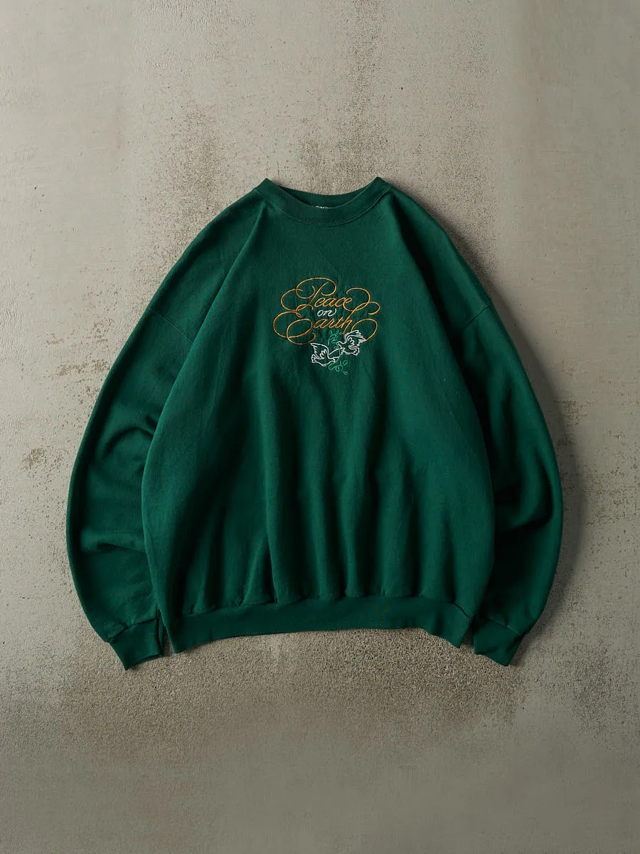 Vintage 90s Green Peace on Earth Embroidered Crewneck (XL) sold by Rebalance Vintage