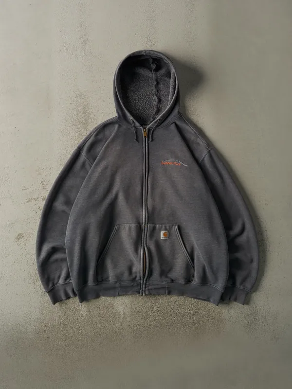 Vintage Y2K Sun Faded Grey Carhartt Embroidered Zip Up Hoodie (XXL/XXXL) sold by Rebalance Vintage