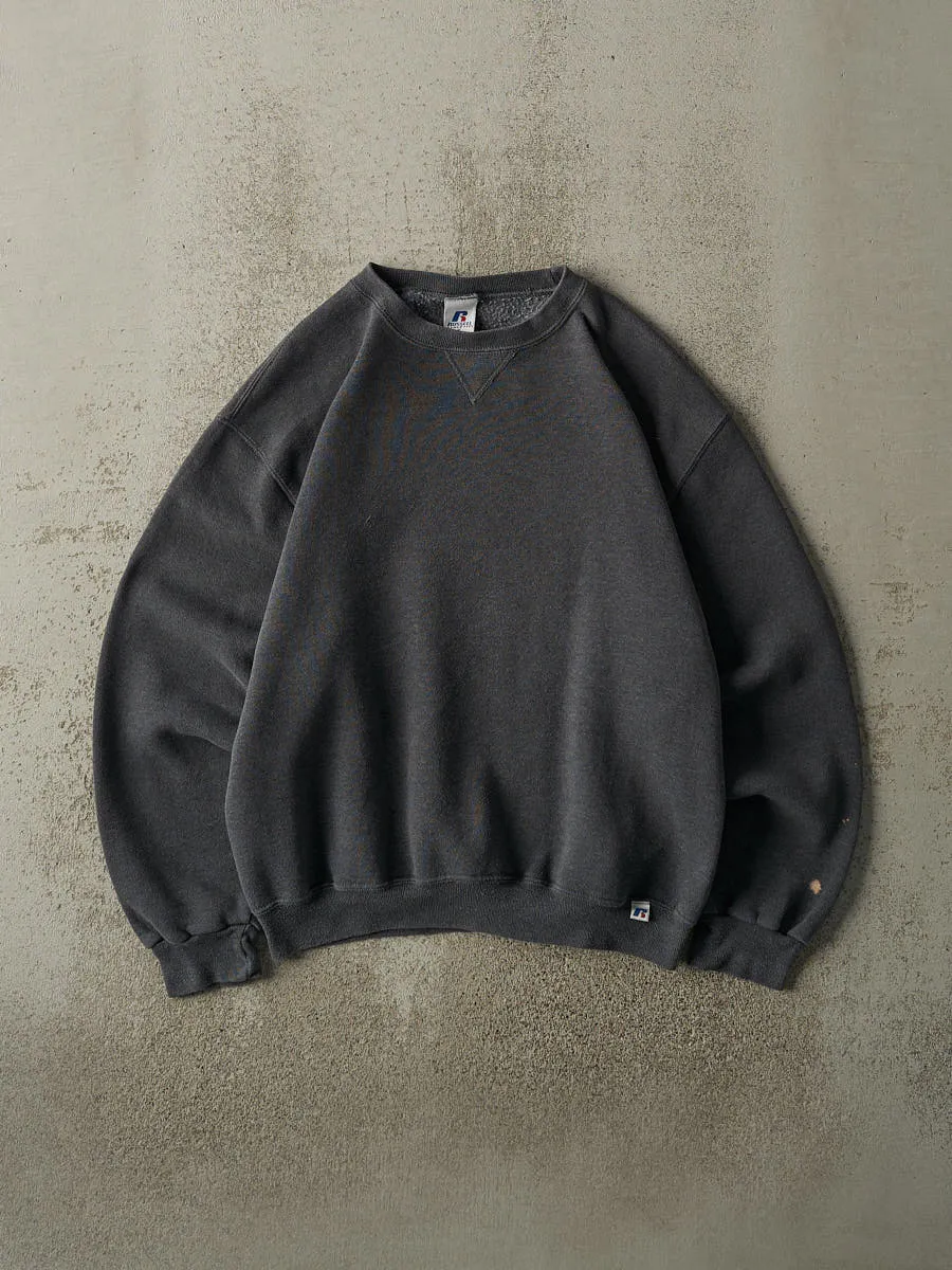 Vintage Y2K Charcoal Grey Russell Athletic Crewneck (S/M) sold by Rebalance Vintage