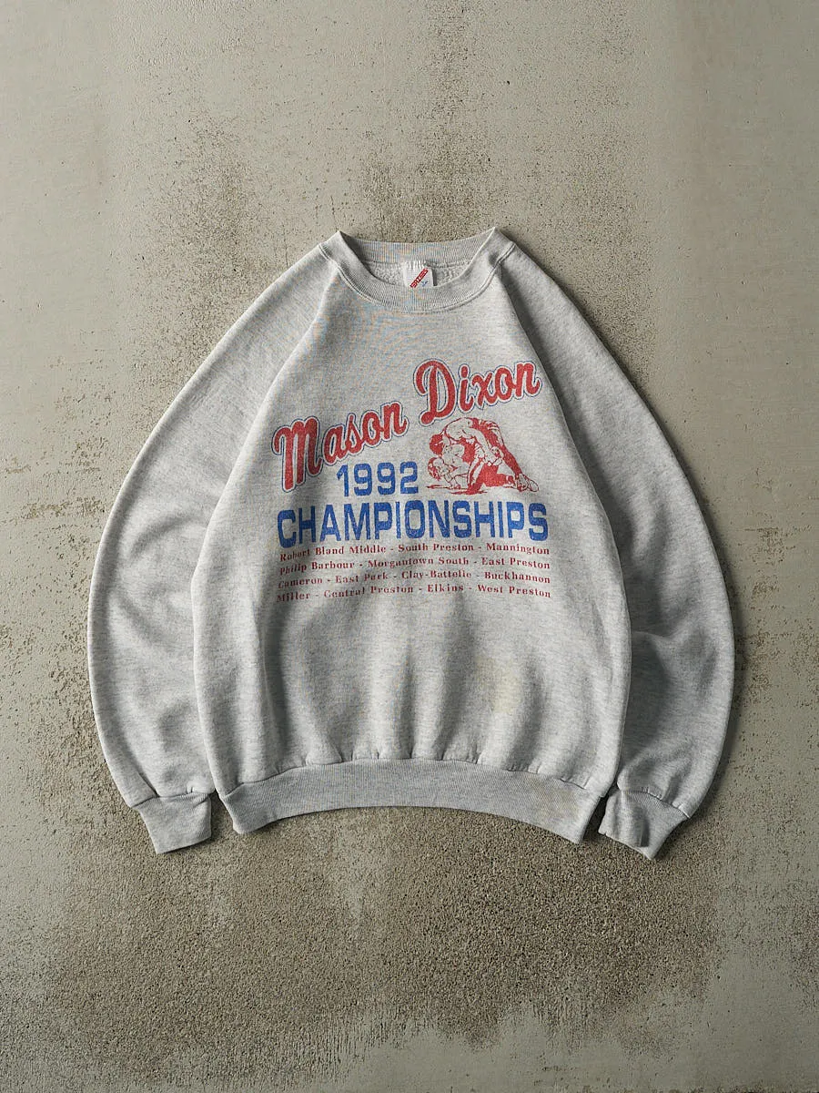 Vintage 92' Heather Grey Mason Dixon Wrestling Championships Crewneck (S/M) sold by Rebalance Vintage