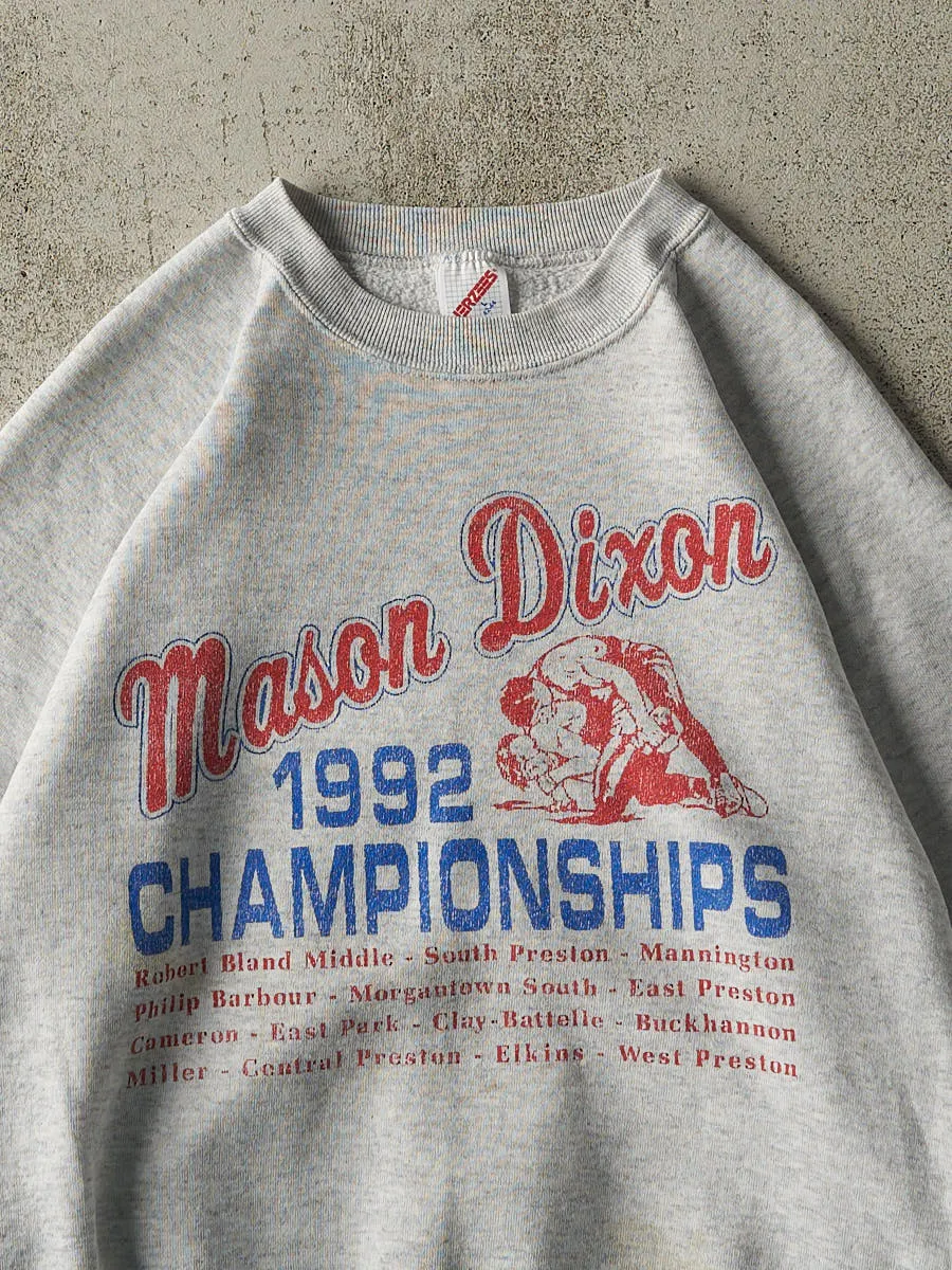 Vintage 92' Heather Grey Mason Dixon Wrestling Championships Crewneck (S/M) sold by Rebalance Vintage product image thumbnail 2