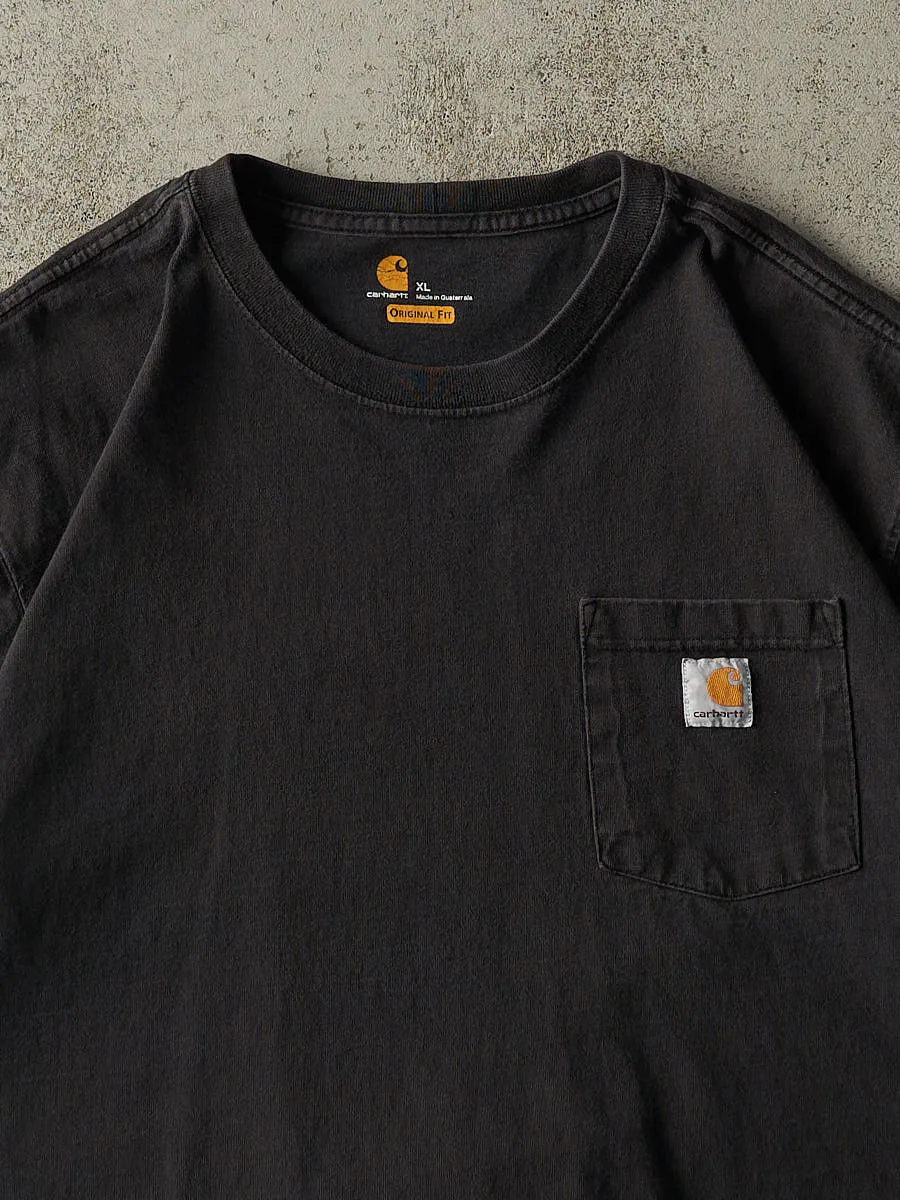 Vintage Y2K Faded Black Carhartt Pocket Tee (XL/XXL) sold by Rebalance Vintage product image thumbnail 2