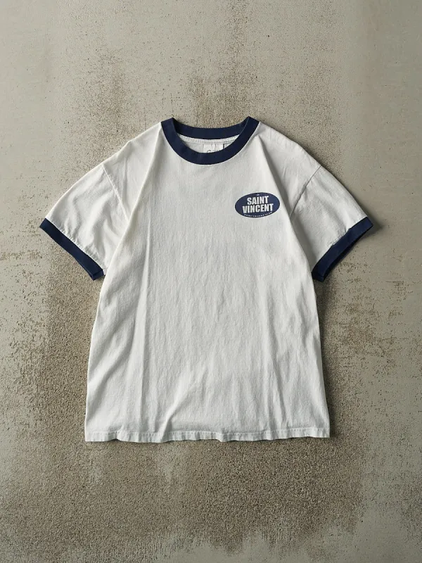 Vintage 90s White & Navy Saint Vincent Ringer Tee (S) sold by Rebalance Vintage