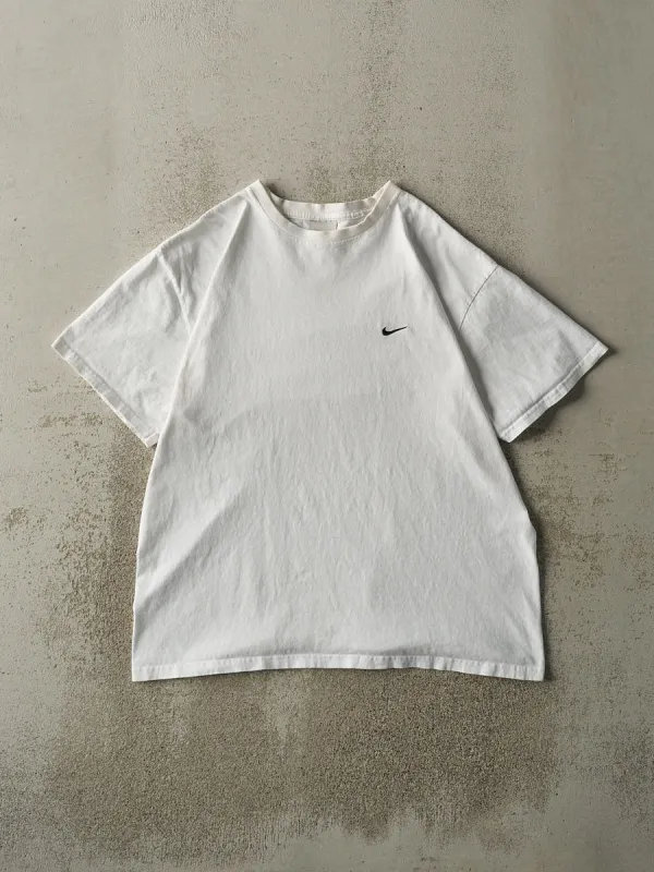 Vintage Y2K White Nike Embroidered Logo Tee (L) sold by Rebalance Vintage