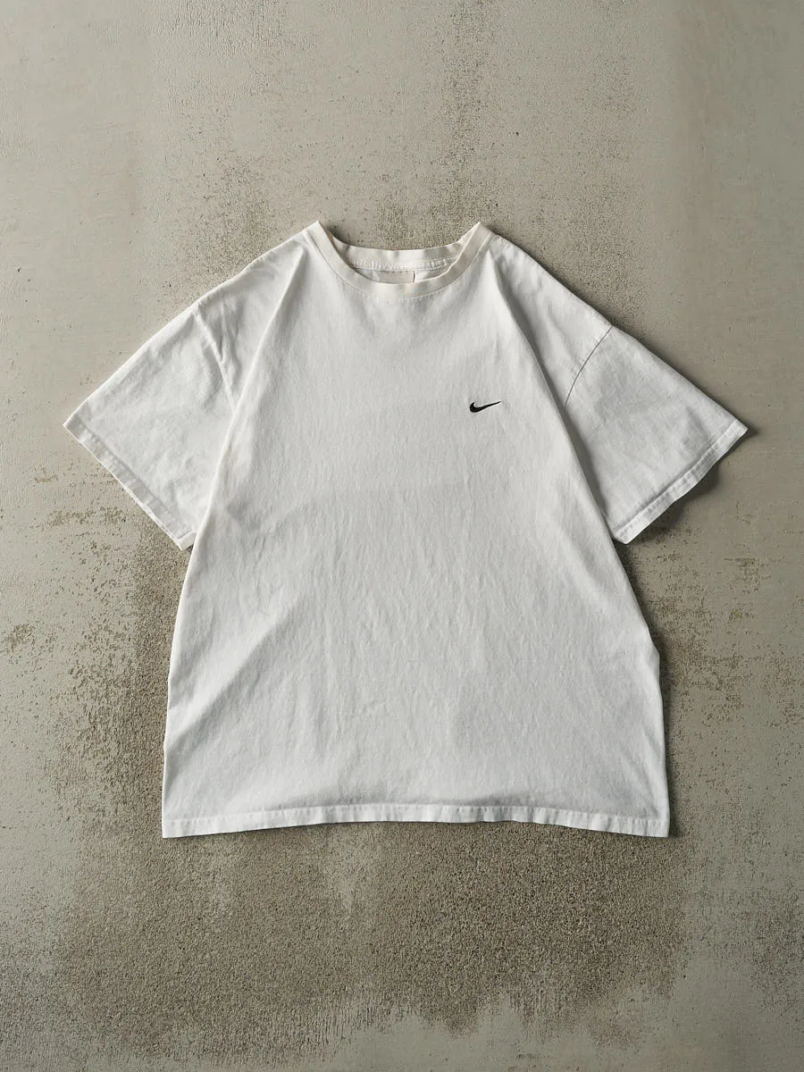 Vintage Y2K White Nike Embroidered Logo Tee (L) sold by Rebalance Vintage