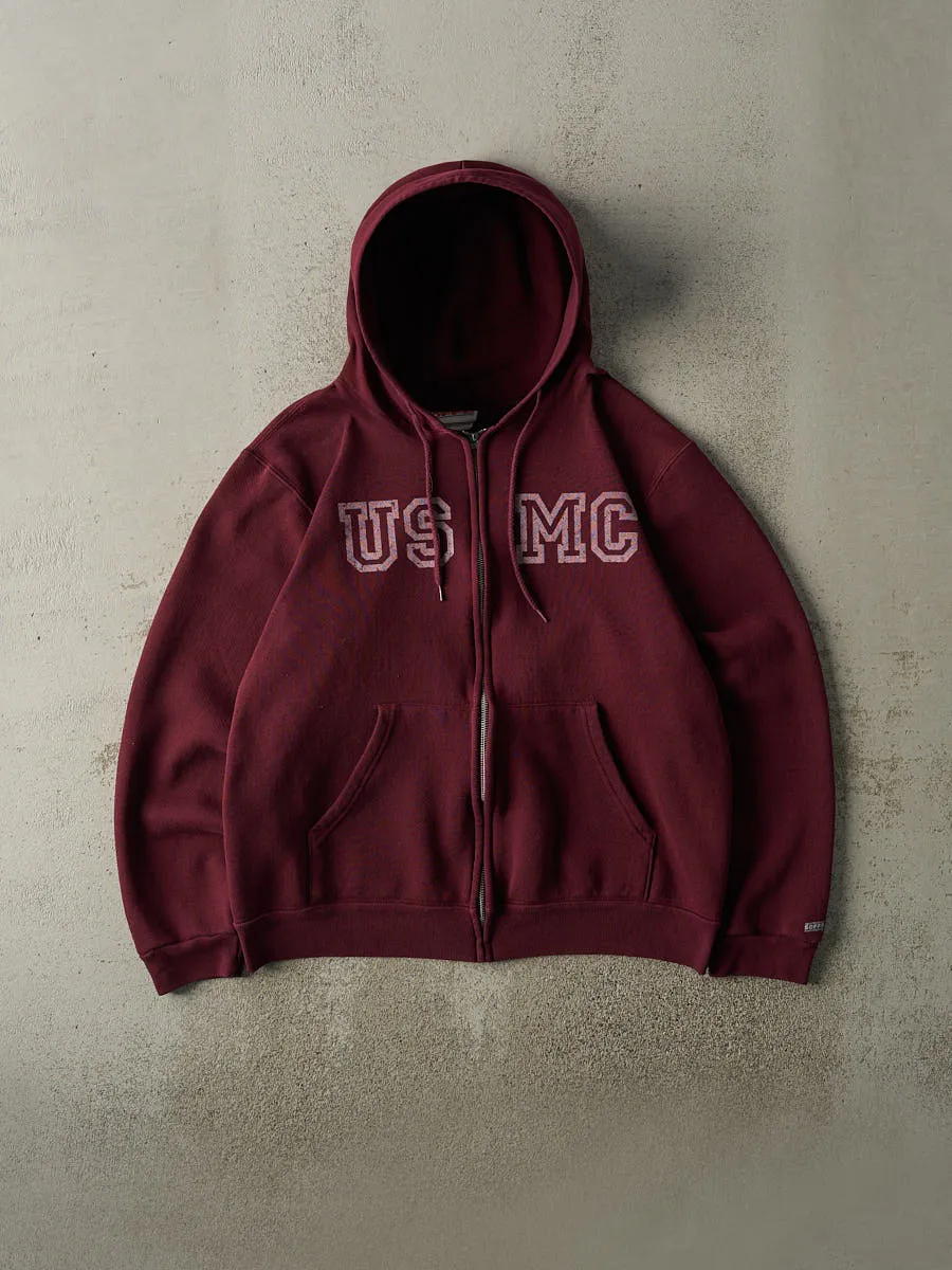 Vintage 90s Burgundy USMC Zip Up Hoodie (M/L) sold by Rebalance Vintage