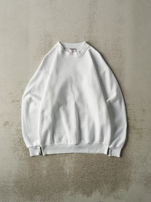Vintage 90s White Blank Crewneck (M) sold by Rebalance Vintage