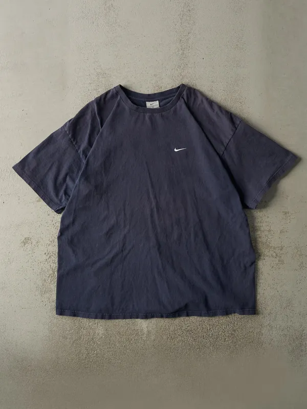 Vintage Y2K Navy Blue Nike Swoosh Embroidered Tee (XL/XXL) sold by Rebalance Vintage
