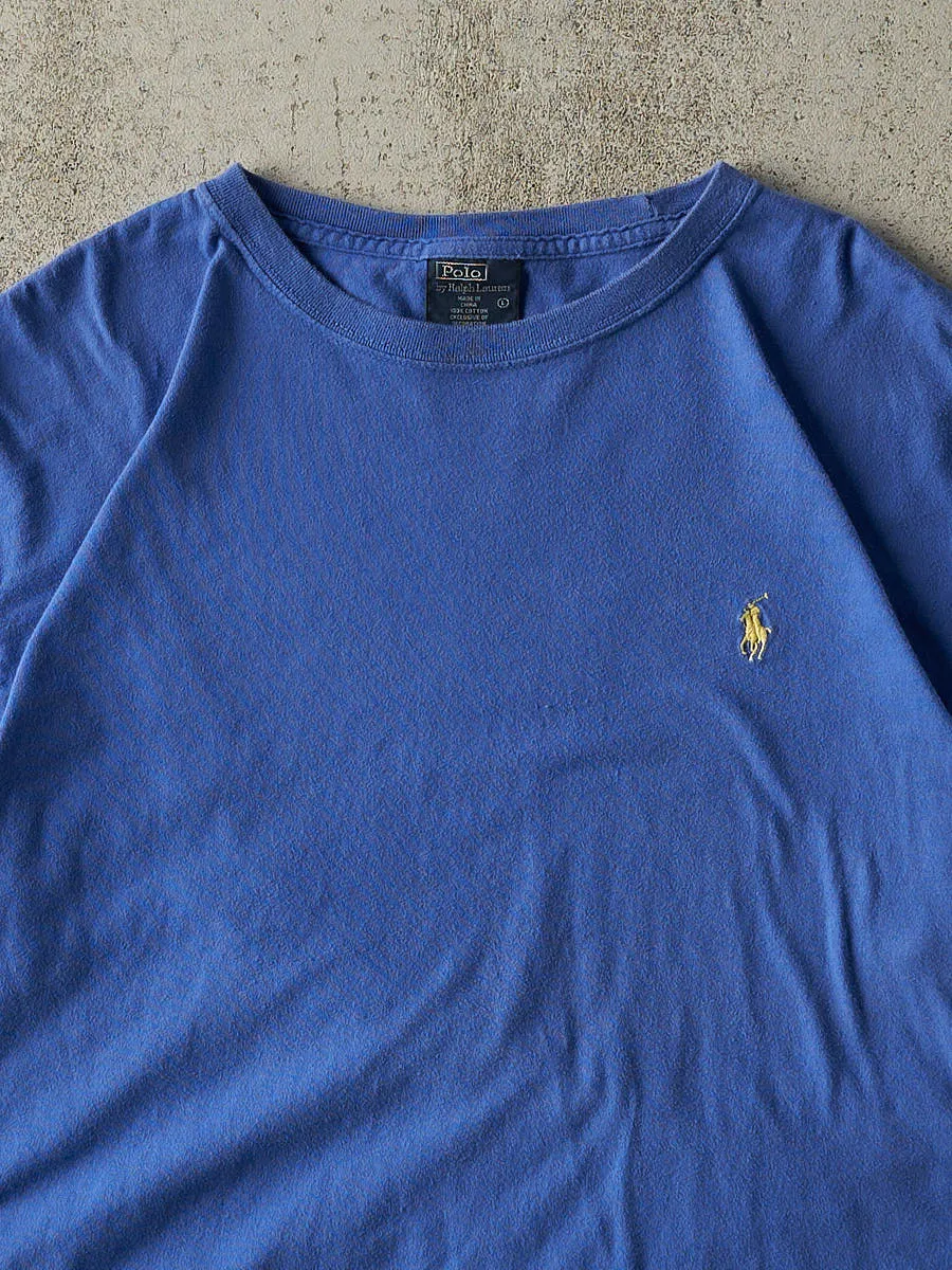 Vintage Y2K Blue Polo Ralph Lauren Embroidered Logo Tee (L) sold by Rebalance Vintage product image thumbnail 2