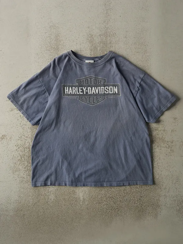 Vintage Y2K Slate Blue Cape Cod MA Harley Davidson Tee (L) sold by Rebalance Vintage
