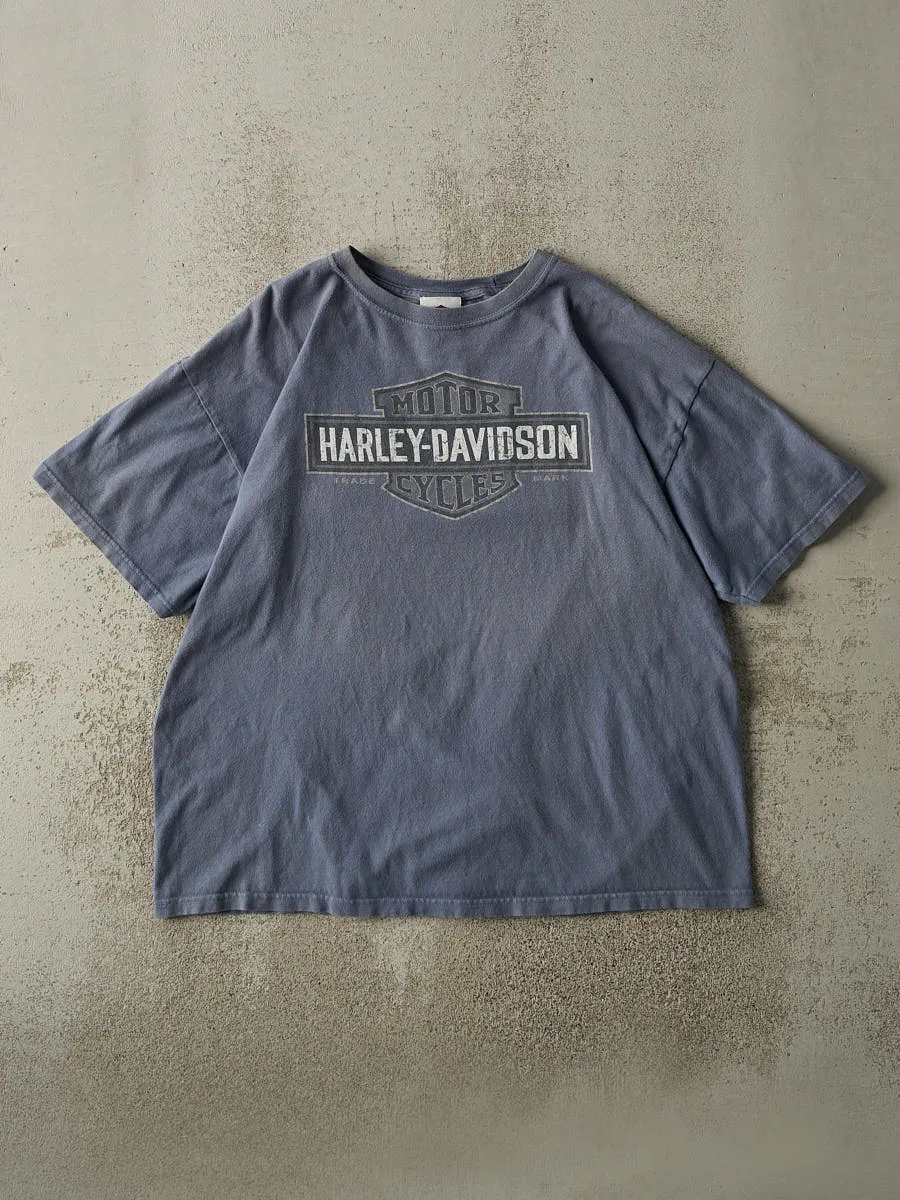 Vintage Y2K Slate Blue Cape Cod MA Harley Davidson Tee (L) sold by Rebalance Vintage