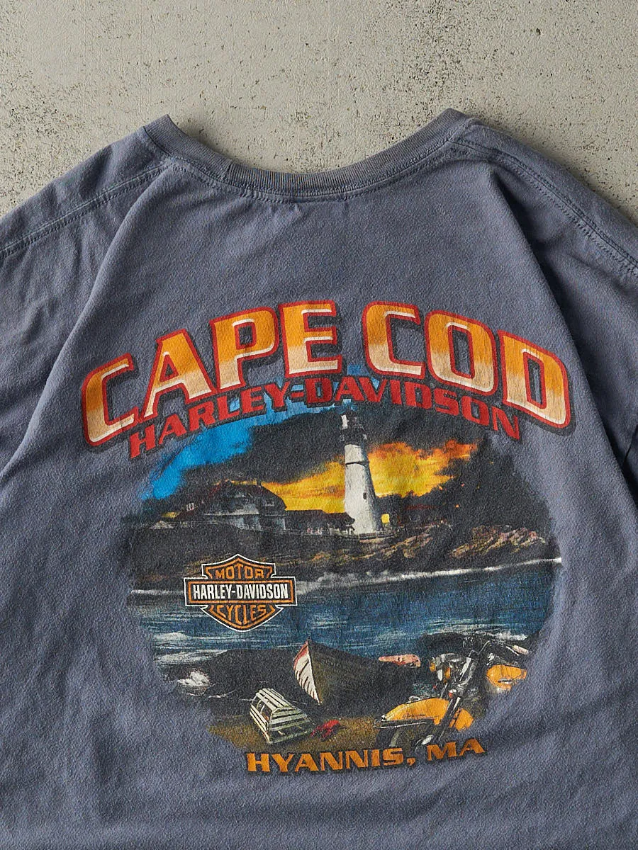 Vintage Y2K Slate Blue Cape Cod MA Harley Davidson Tee (L) sold by Rebalance Vintage product image thumbnail 5