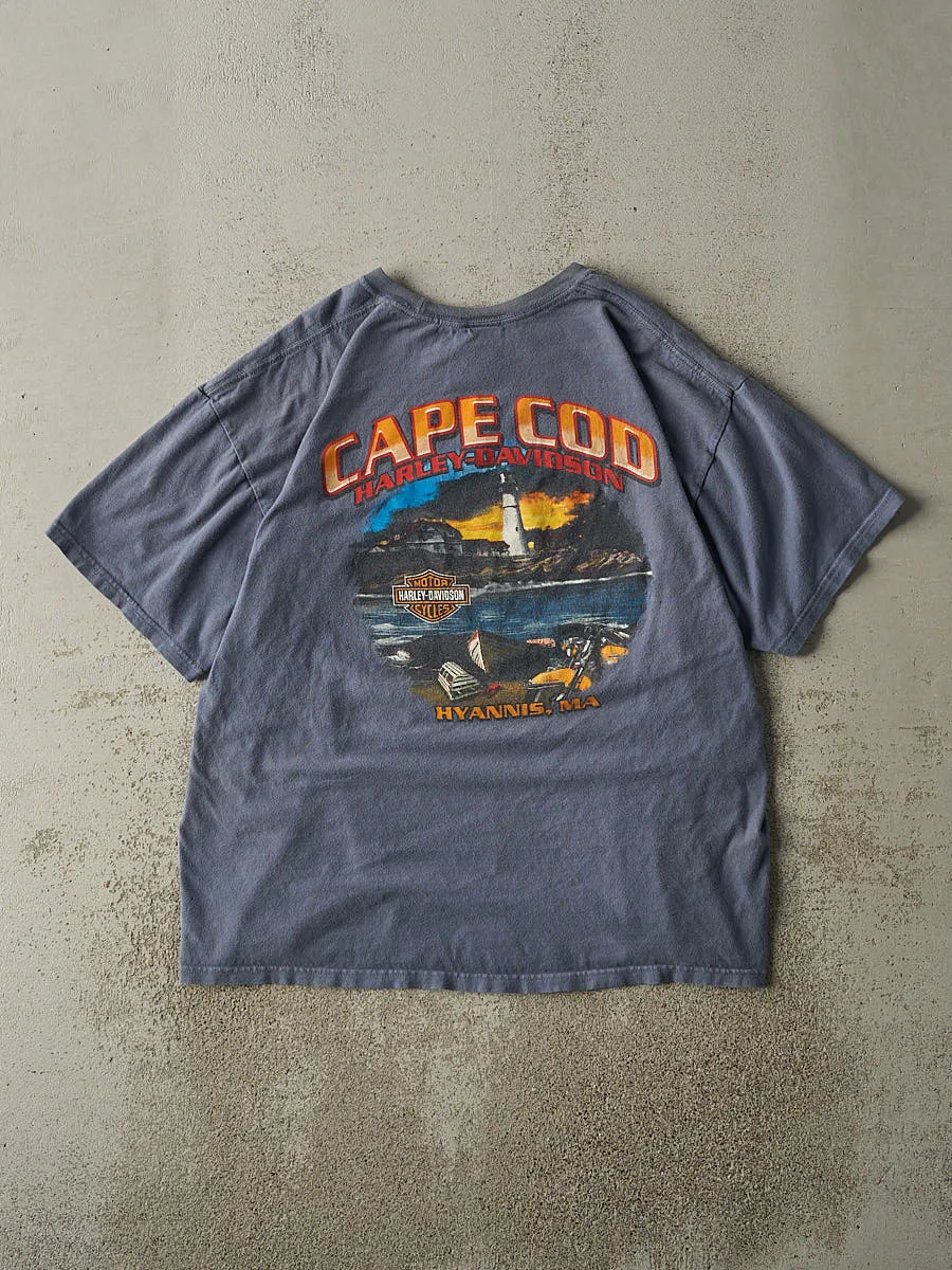 Vintage Y2K Slate Blue Cape Cod MA Harley Davidson Tee (L) sold by Rebalance Vintage product image thumbnail 3