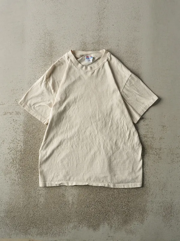 Vintage 90s Beige Blank Single Stitch Tee (M) sold by Rebalance Vintage