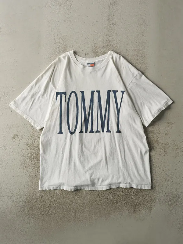 Vintage 90s White Tommy Hilfiger Tee (XL) sold by Rebalance Vintage