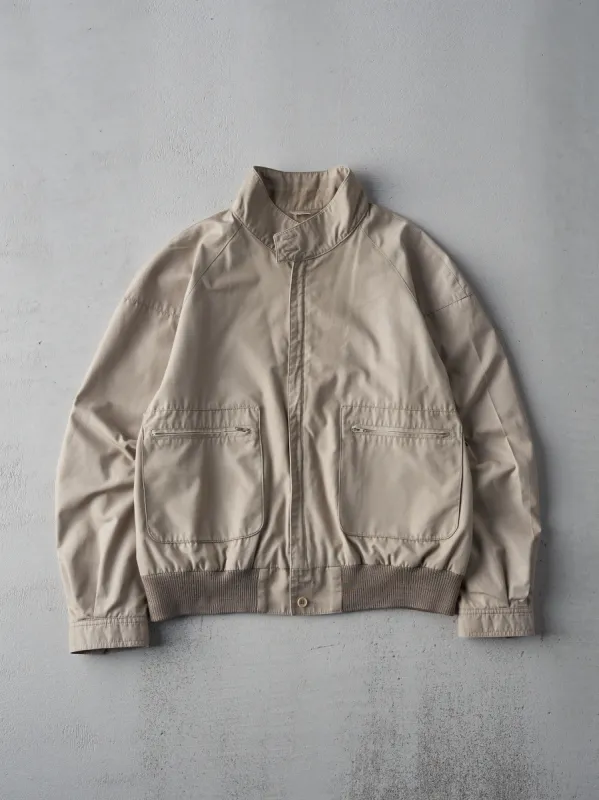 Vintage 80s Beige Bomber Jacket (L) sold by Rebalance Vintage