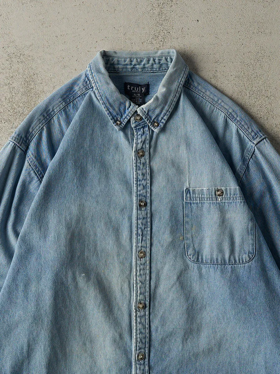 Vintage Y2K Mid Wash Denim Button Up (XXL) sold by Rebalance Vintage product image thumbnail 2