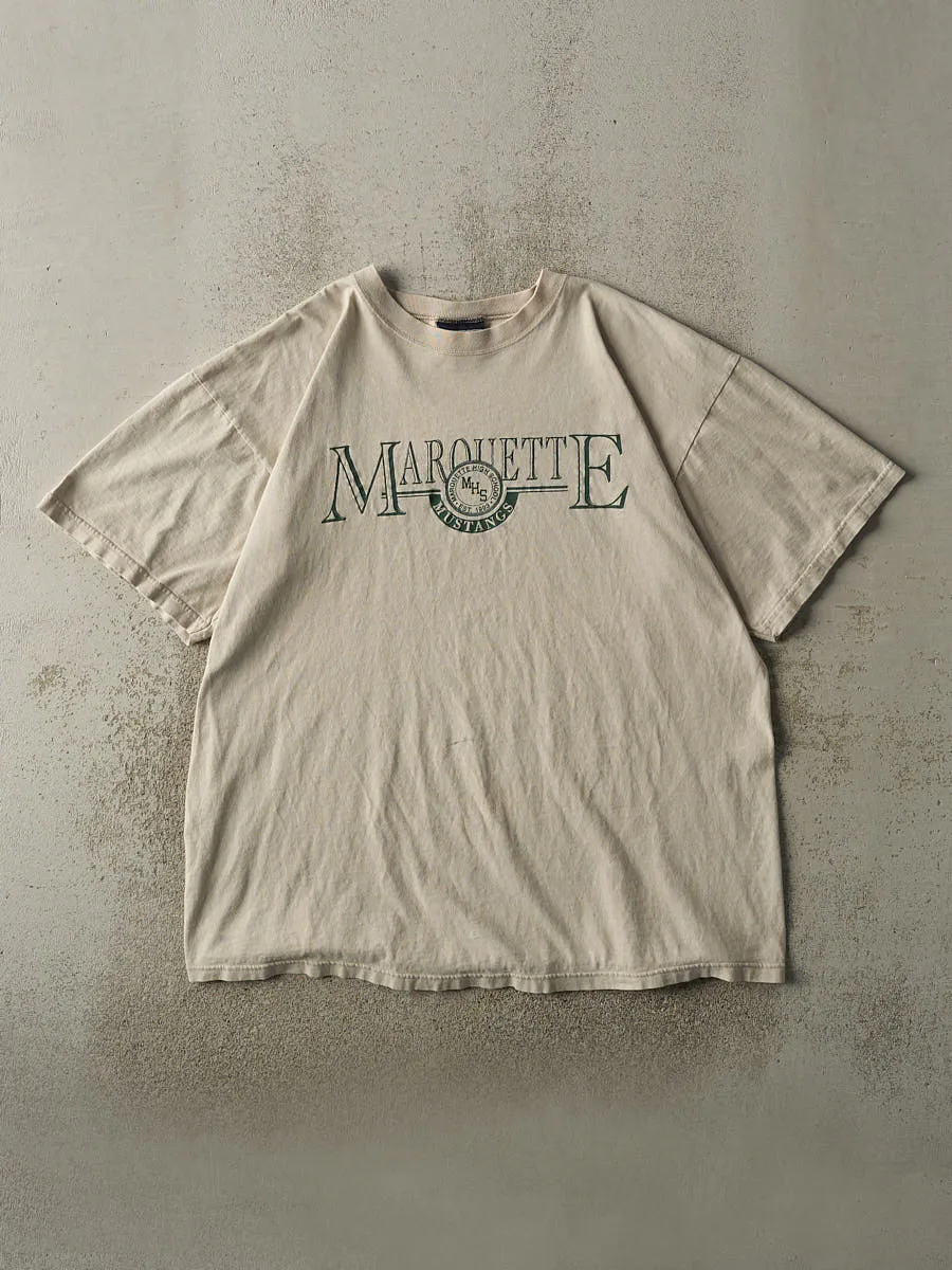 Vintage 90s Beige Marquette Mustangs Tee (XL) sold by Rebalance Vintage