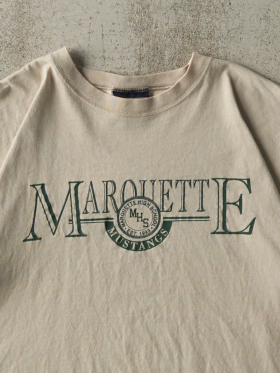 Vintage 90s Beige Marquette Mustangs Tee (XL) sold by Rebalance Vintage product image thumbnail 3