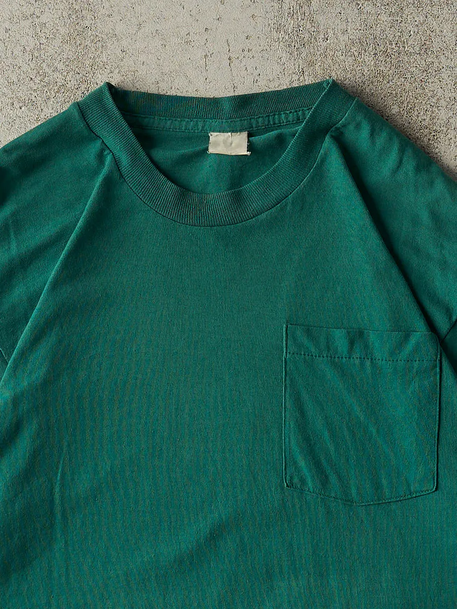 Vintage 80s Green Blank Single Stitch Pocket Tee (L/XL) sold by Rebalance Vintage product image thumbnail 2