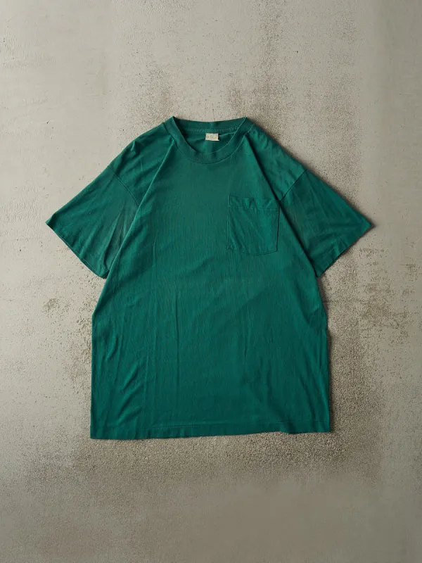 Vintage 80s Green Blank Single Stitch Pocket Tee (L/XL) sold by Rebalance Vintage