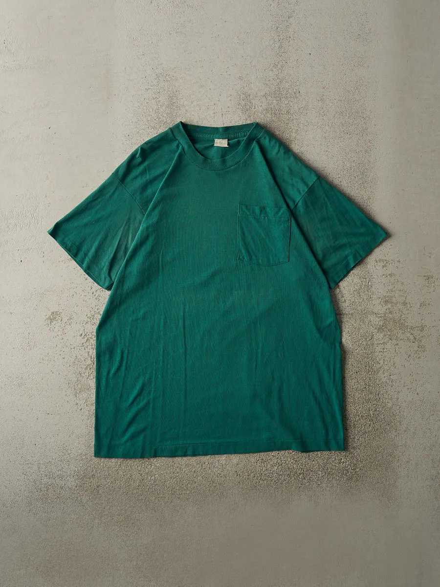 Vintage 80s Green Blank Single Stitch Pocket Tee (L/XL) sold by Rebalance Vintage