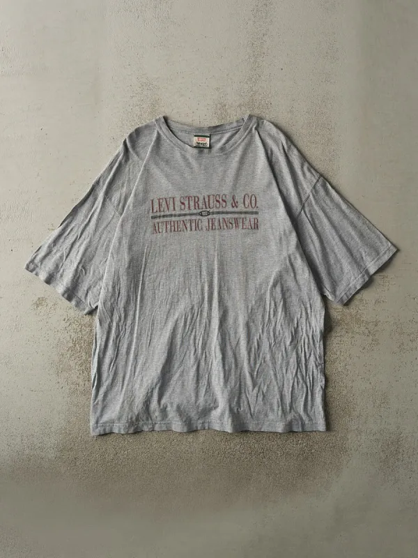 Vintage 90s Grey Levi's Logo Tee (XL/XXL) sold by Rebalance Vintage