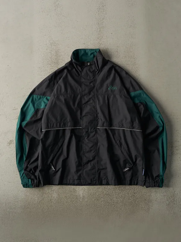 Vintage 90s Black & Green Asics Wind Breaker Track Jacket (L/XL) sold by Rebalance Vintage