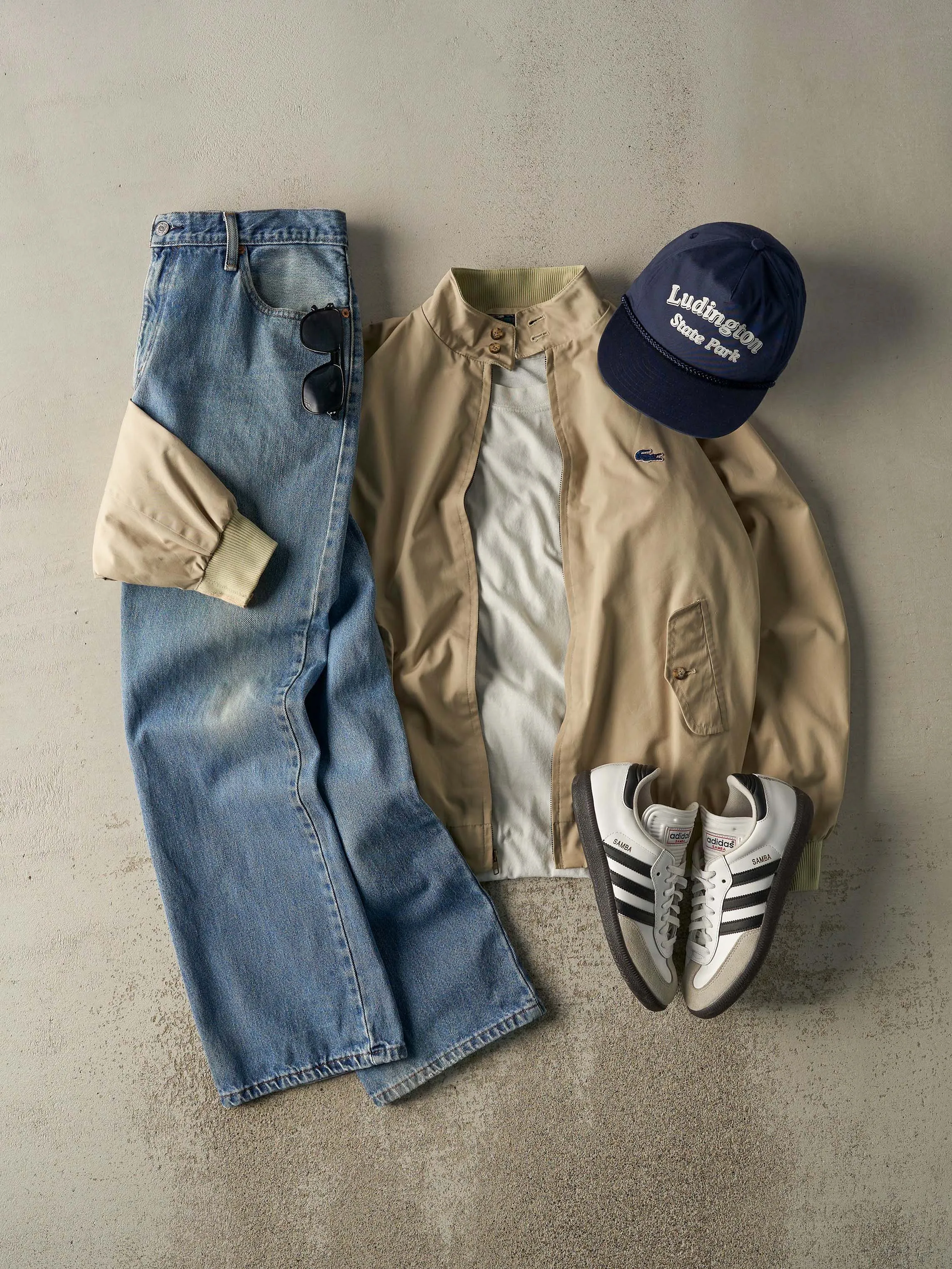 Vintage 80s Beige Lacoste Flannel Lined Harrington Jacket (L) sold by Rebalance Vintage product image thumbnail 2