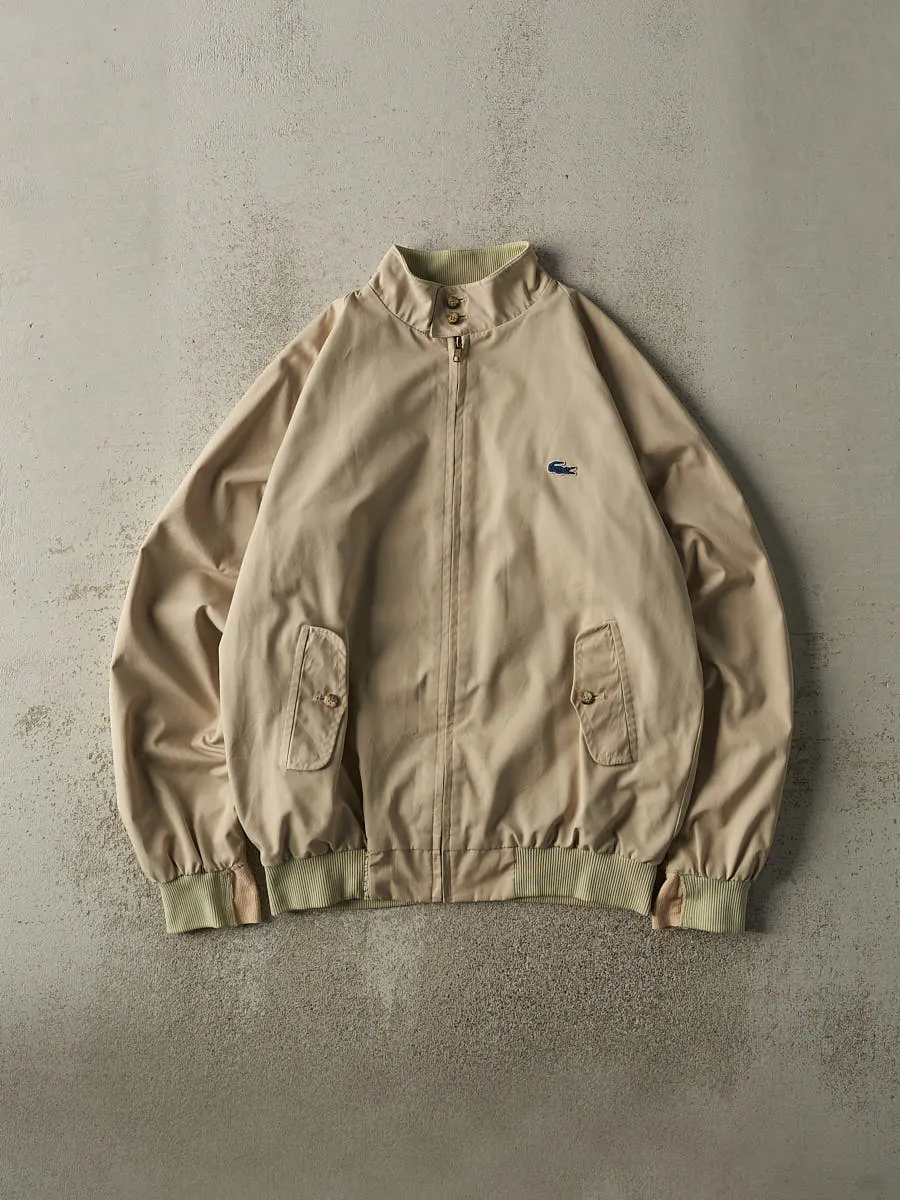 Vintage 80s Beige Lacoste Flannel Lined Harrington Jacket (L) sold by Rebalance Vintage