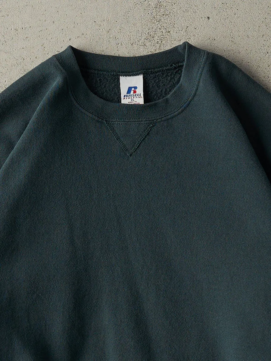 Vintage Y2K Pine Green Russell Athletic Blank Crewneck (L/XL) sold by Rebalance Vintage product image thumbnail 2