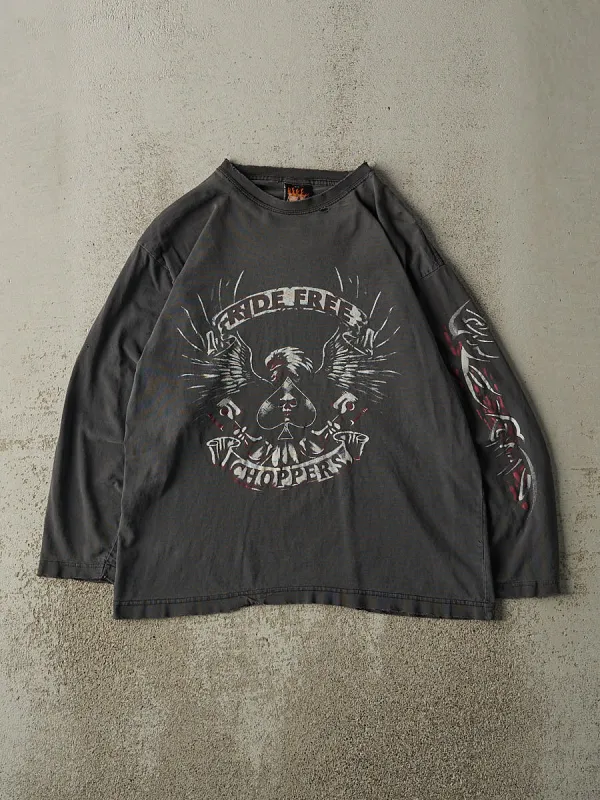 Vintage Y2K Faded Black Ride Free Choppers Long Sleeve (S/M) sold by Rebalance Vintage