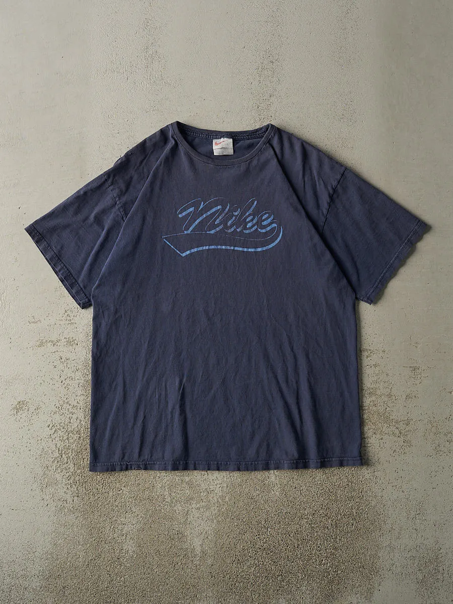 Vintage 90s Navy Blue Nike Logo Tee (L/XL) sold by Rebalance Vintage