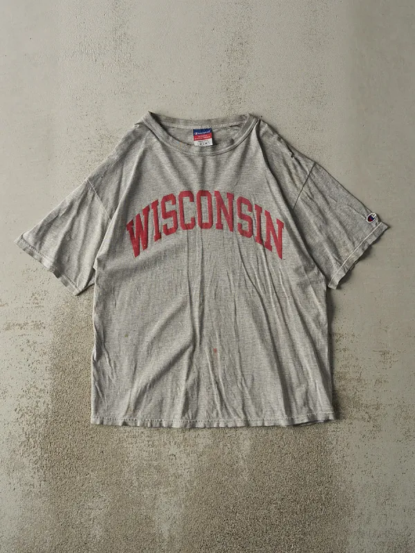 Vintage Y2K Grey University of Wisconsin Tee (M) sold by Rebalance Vintage
