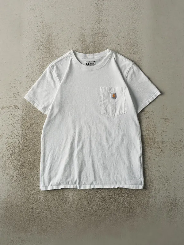 Vintage Y2K White Carhartt Pocket Tee (S/M) sold by Rebalance Vintage