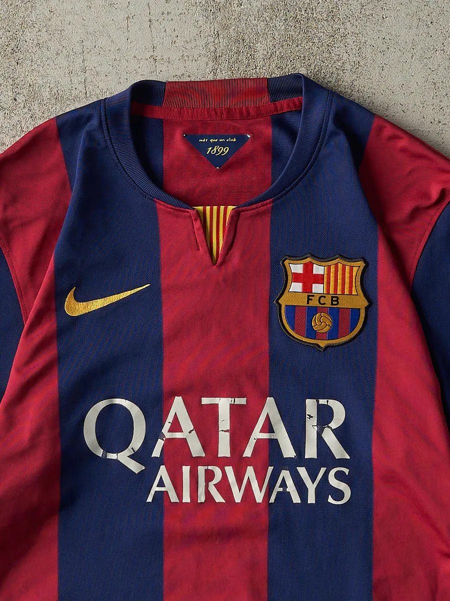 Vintage Y2K Red & Navy Nike FC Barcelona Soccer Jersey (M/L) sold by Rebalance Vintage product image thumbnail 3