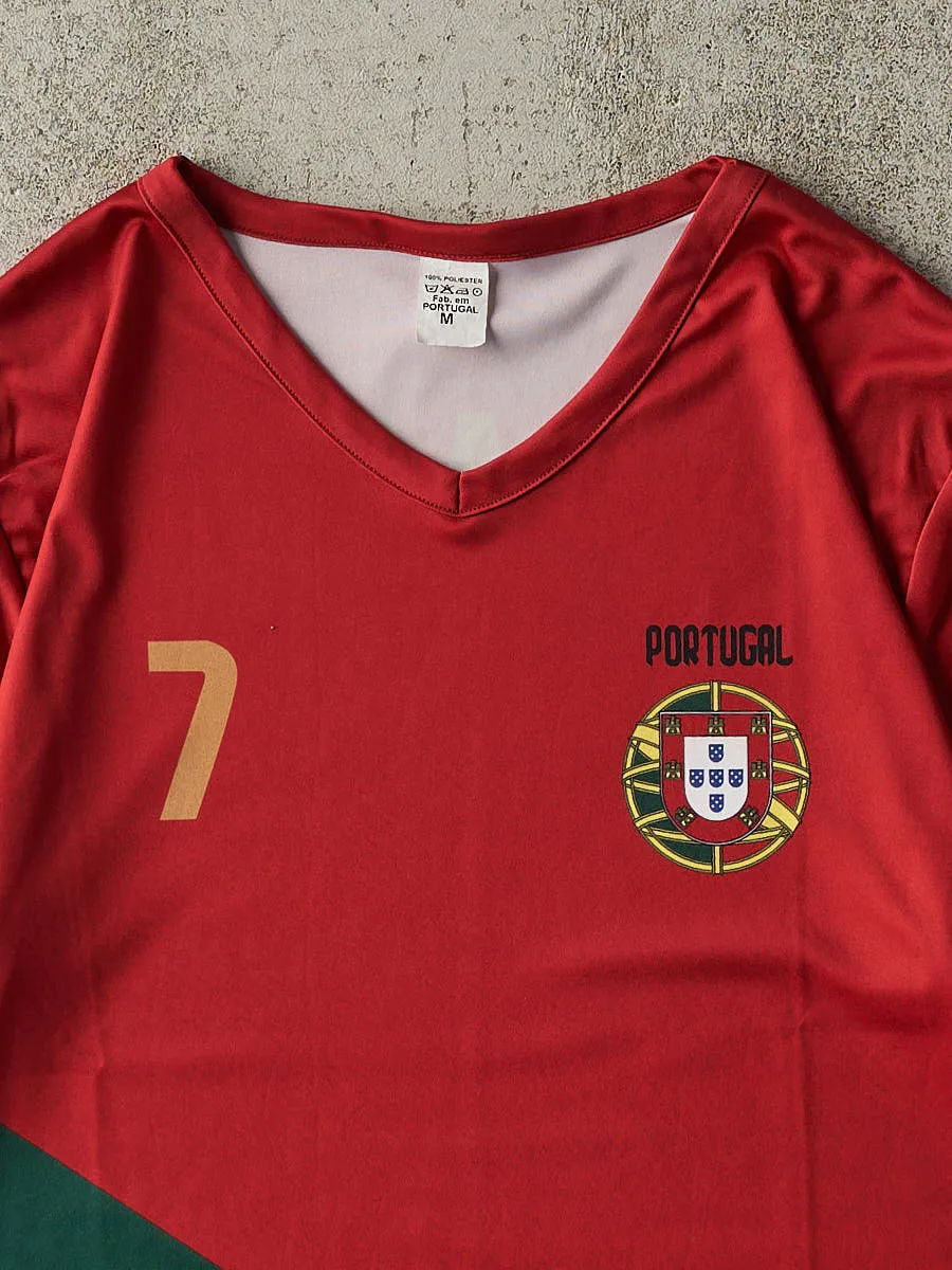 Vintage Y2K Red & Green Portugal #7 Cristiano Ronaldo Soccer Jersey (S/M) sold by Rebalance Vintage product image thumbnail 3