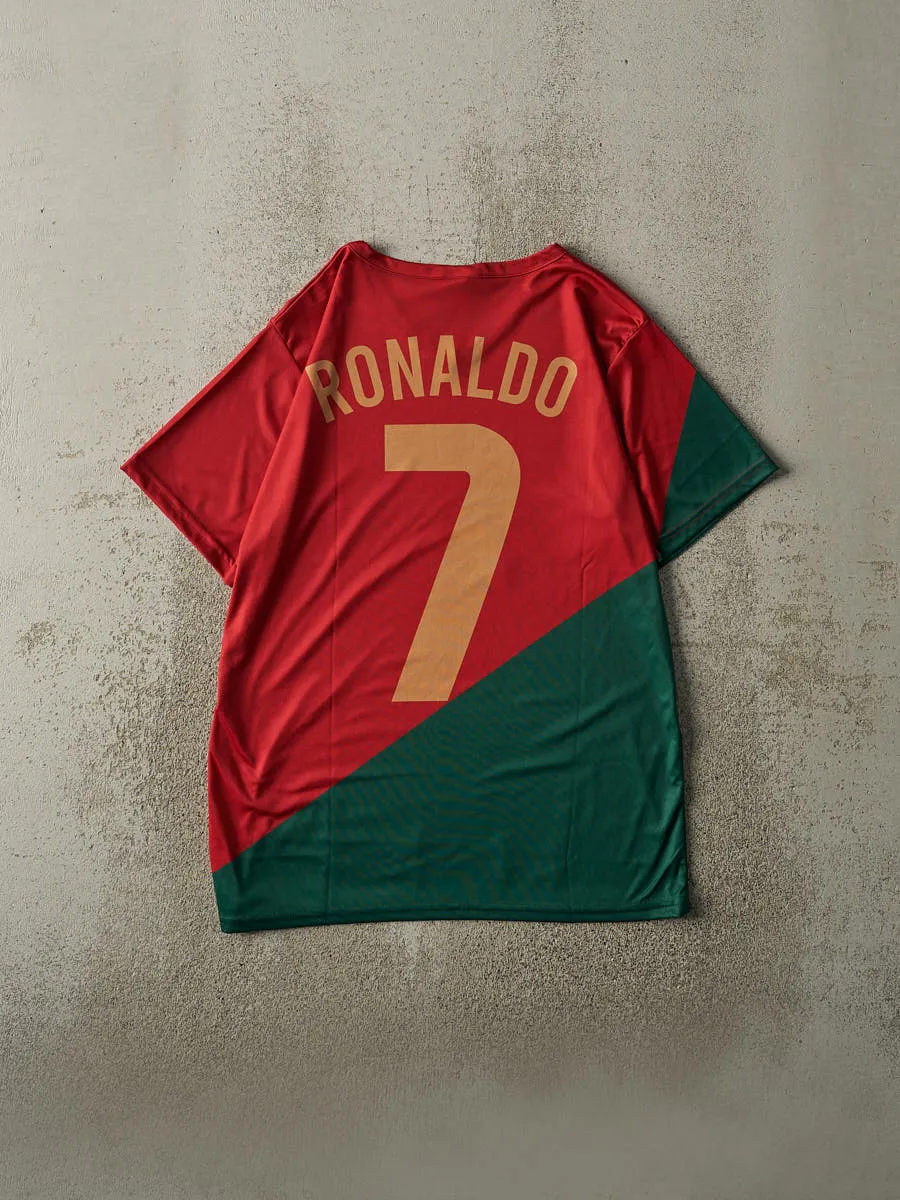 Vintage Y2K Red & Green Portugal #7 Cristiano Ronaldo Soccer Jersey (S/M) sold by Rebalance Vintage product image thumbnail 2