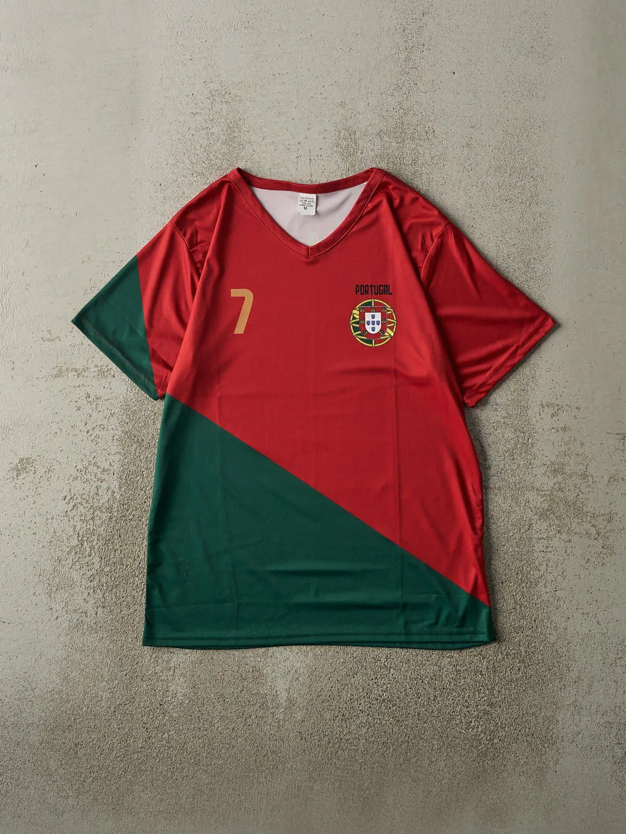 Vintage Y2K Red & Green Portugal #7 Cristiano Ronaldo Soccer Jersey (S/M) sold by Rebalance Vintage