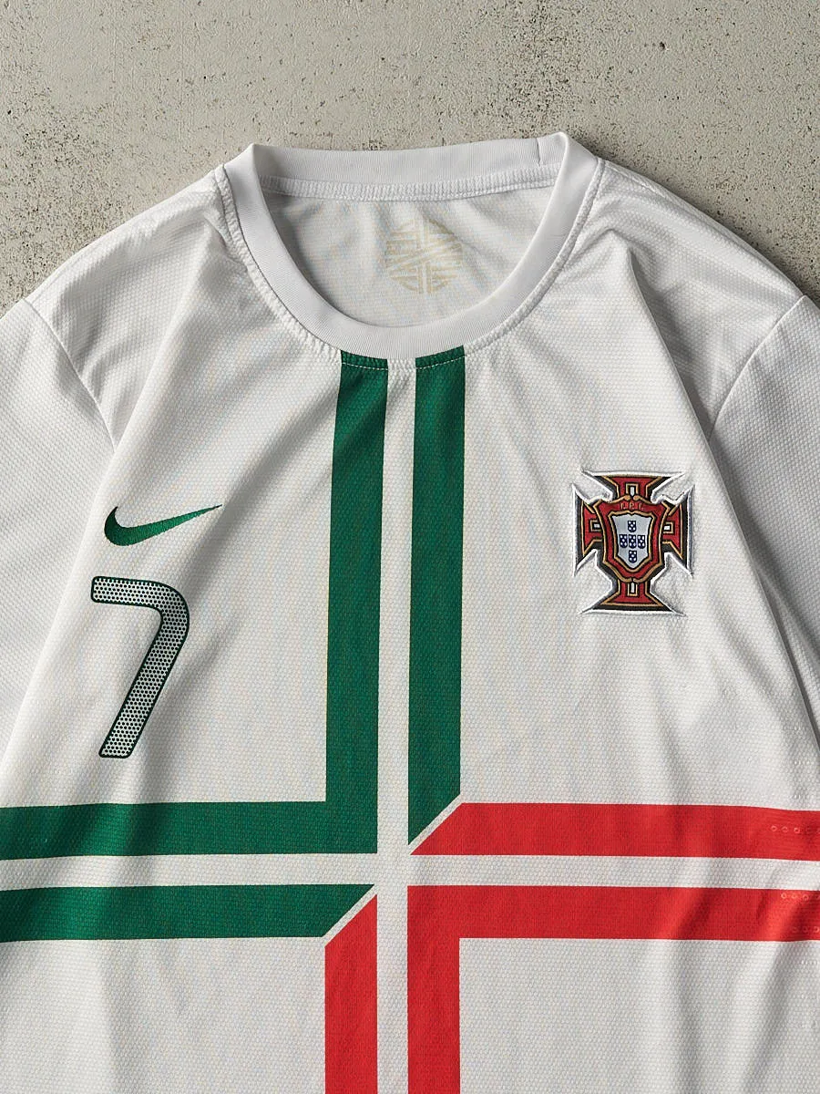 Vintage Y2K White Nike Portugal #7 Christiano Ronaldo World Cup Soccer Jersey (L/XL) sold by Rebalance Vintage product image thumbnail 3